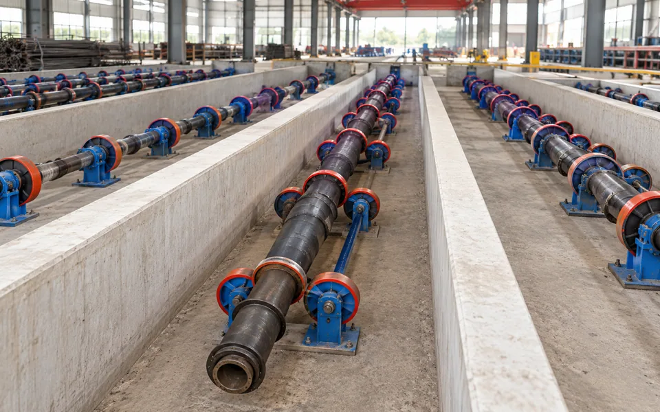 Concrete utility pole production line