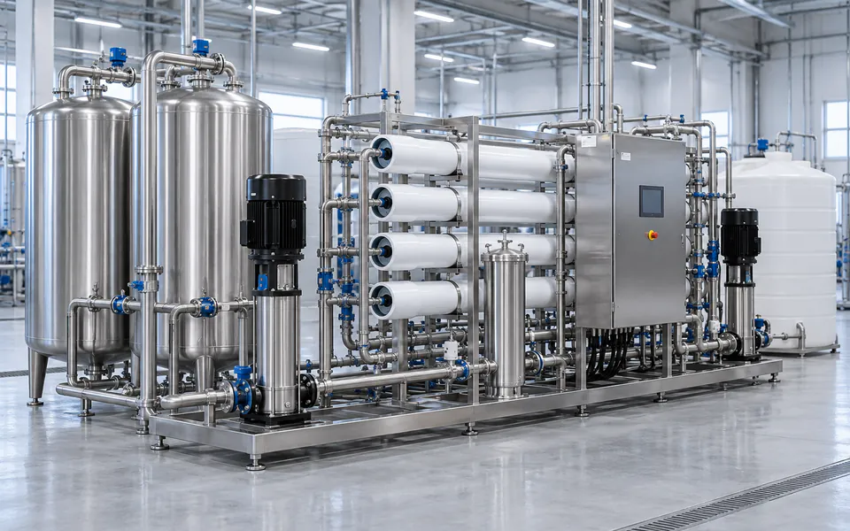 Sistema industrial de tratamiento de agua por ósmosis inversa