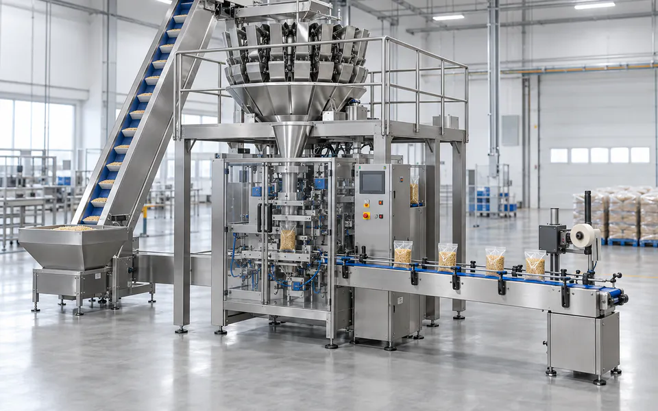 Máquina pesadora y envasadora de productos granulados